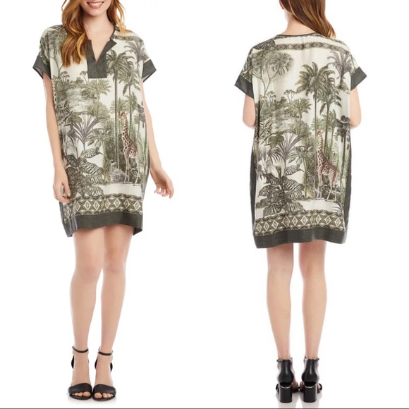 Karen Kane | Safari Print Poncho Shift Dress - Picture 3 of 8